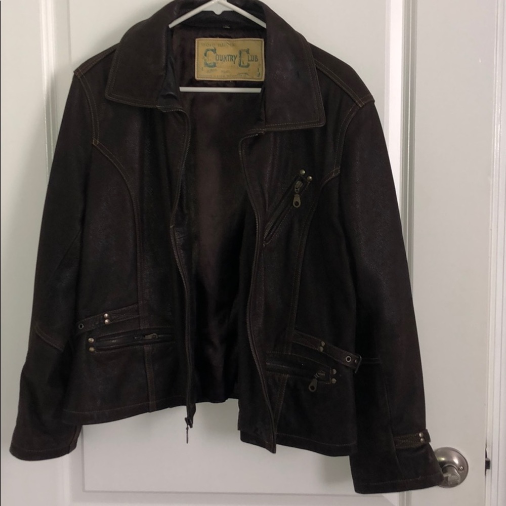 Country Club brown leather jacket